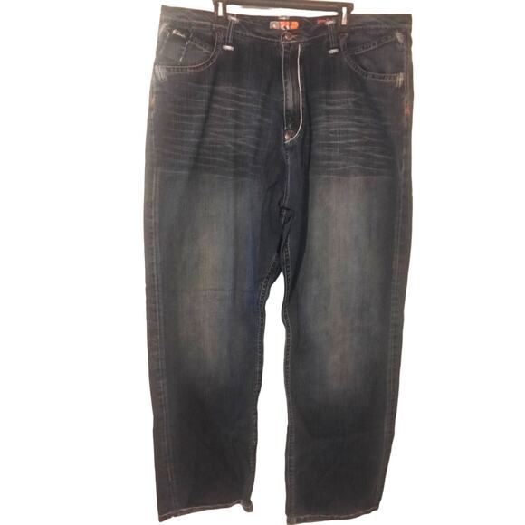 Akademiks Distressed Embellished Blue Denim Jeans Vintage Y2K 44